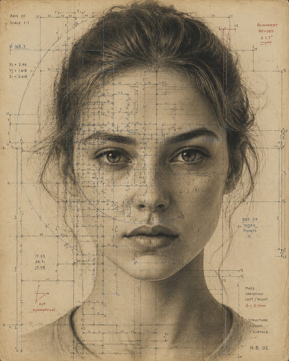 The Female Face Blueprint wall art