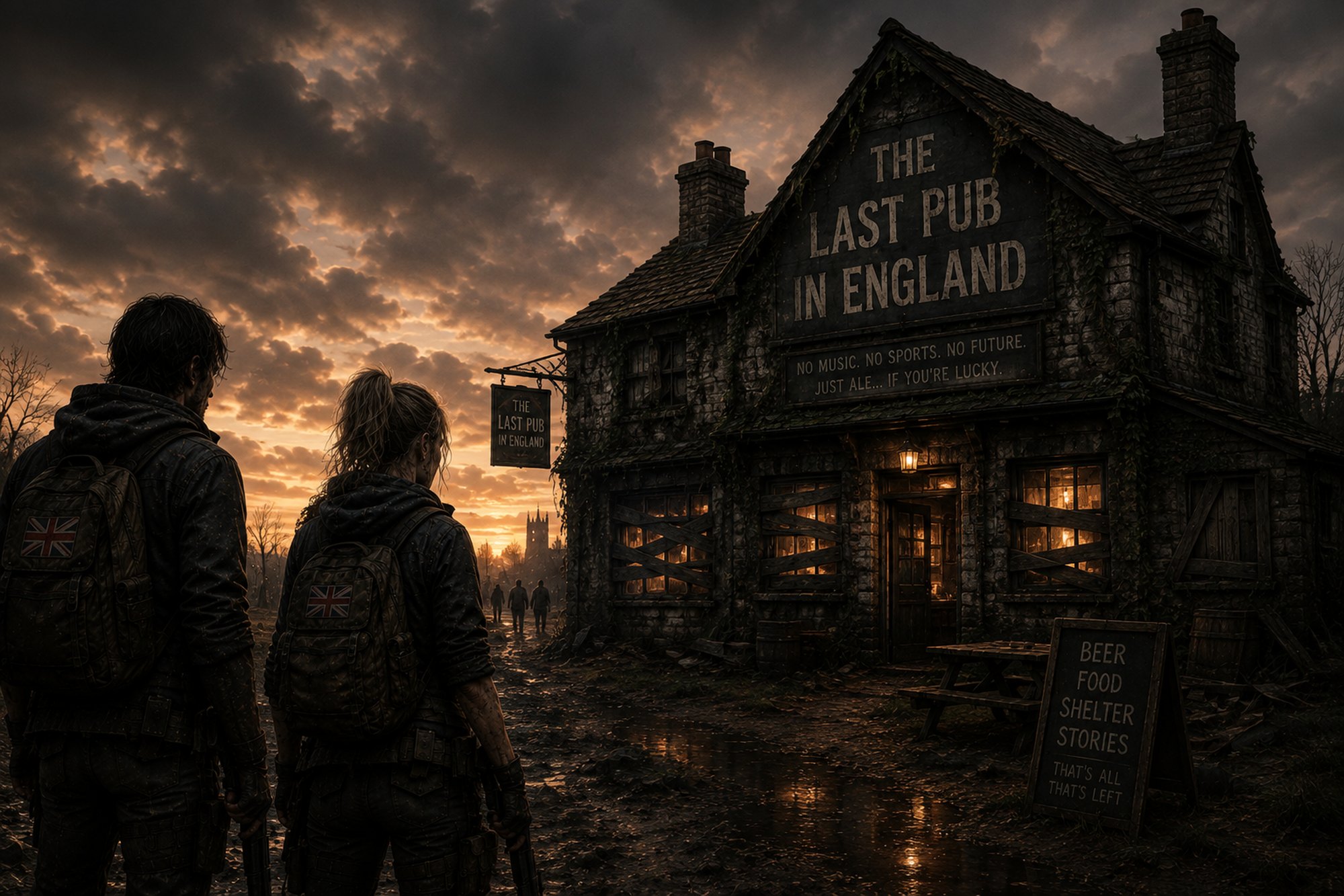 Click image to enlarge The Last Pub in England British Apocalypse wall art